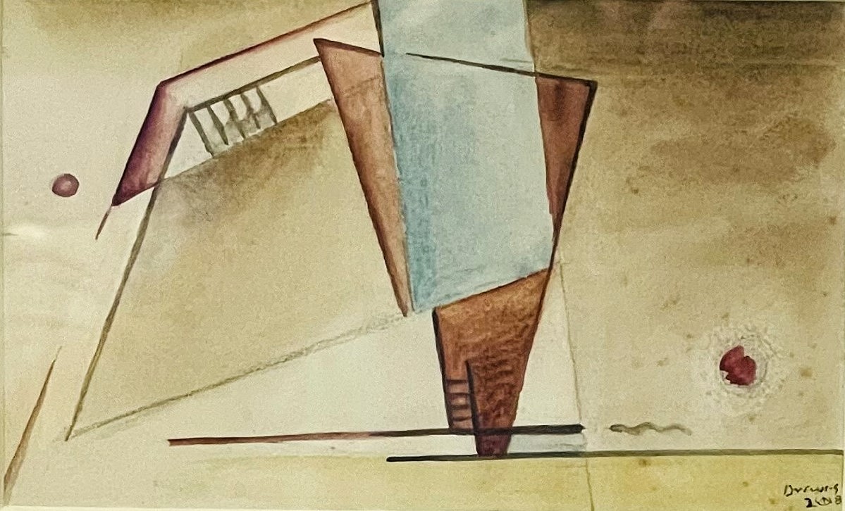 Werner Drewes, Construction with a Vertical Center, 1928
Watercolor on Paper, 4 1/2 x 7 in.
DRE001