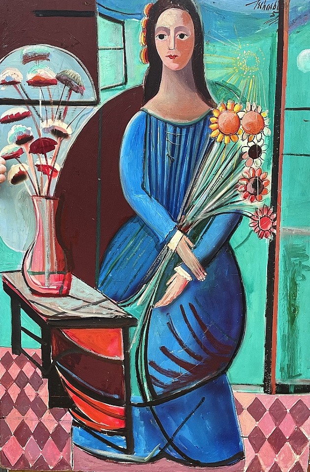 Nahum Tschacbasov, Girl with Sunflowers, 1953
Oil on board, 36 x 24 in.
TSC001