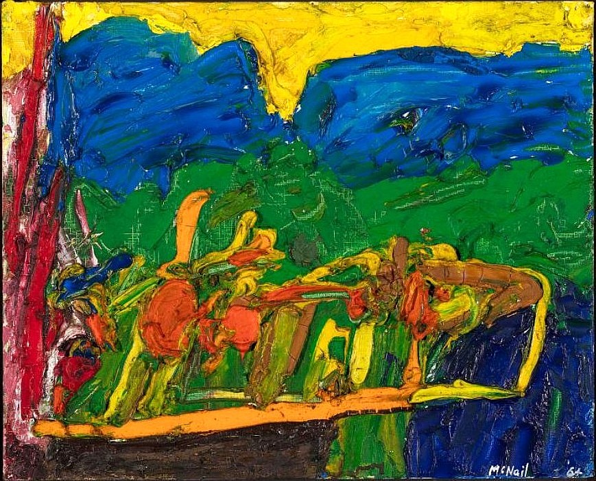 George McNeil, Les Brayeres, 1964
Oil on board, 13 1/2 x 16 1/2 in.
MCNE001