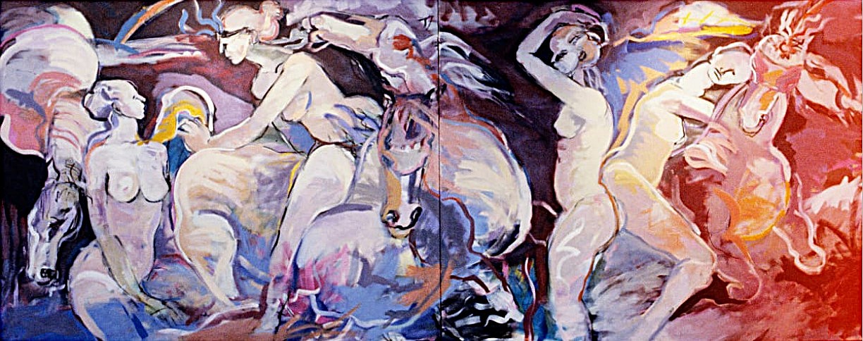 Harriette Joffe, Time of the Summer Solstice (diptych), 1985
Oil on canvas, 60 x 144 in.
JOFF074